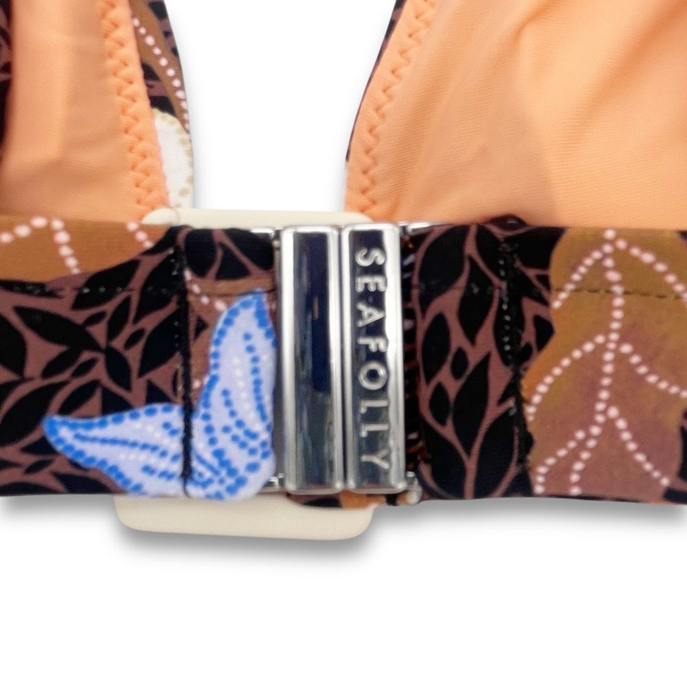NWT Seafolly Boheme Longline Triangle Bikini Top Size 4 US Black Floral Bohemian - Picture 7 of 14